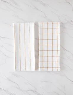 Simple Kitchen Towels (set Of 2) By Farmhouse Pottery -Lumo Living Store SimpleKitchenTowels WhitewithOchre 16260