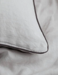 European Flax Piped Linen Euro Pillowcases (set Of 2) By Cultiver 10 European Flax Piped Linen Euro Pillowcases (set Of 2) By Cultiver -Lumo Living Store Smoke Grey Detail SITECROP