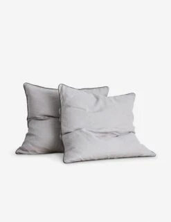European Flax Piped Linen Euro Pillowcases (set Of 2) By Cultiver 9 European Flax Piped Linen Euro Pillowcases (set Of 2) By Cultiver -Lumo Living Store Smoke Grey Euro SITECROP
