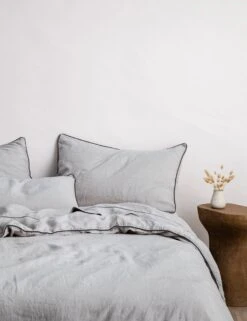 European Flax Piped Linen Pillowcases (set Of 2) By Cultiver -Lumo Living Store Smoke Grey Pulled Back SITECROP aaa8d5de 44ac 4430 b1f7 3615c74294bb